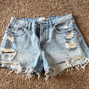 Abercrombie & Fitch Ripped Light Blue Jean Shorts